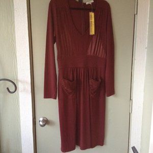 Prairie Underground Dress Cotton NEW Red Garnet Long Sleeve USA Large NWT